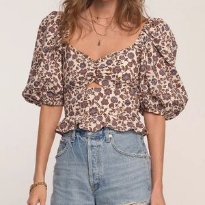 Heartloom NWT Svea Floral Puff Sleeve Cutout Top